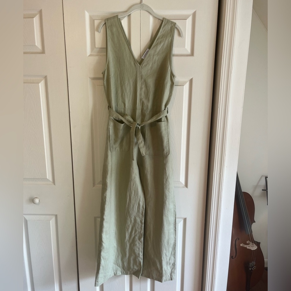 & Other Stories Linen Light Green Jumpsuit